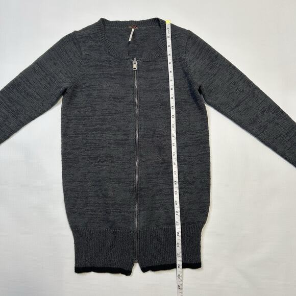 Free People Full Zip Cardigan Sweater Womens Size XS Gray Cotton Wool Blend - Picture 7 of 11